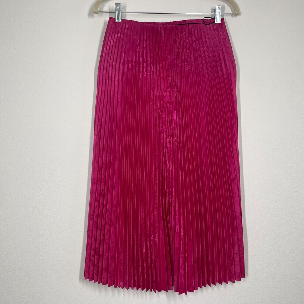 Balenciaga Skirt Women 36 US6 Pink Pleated Allover Jacquard Midi Logo Barbie